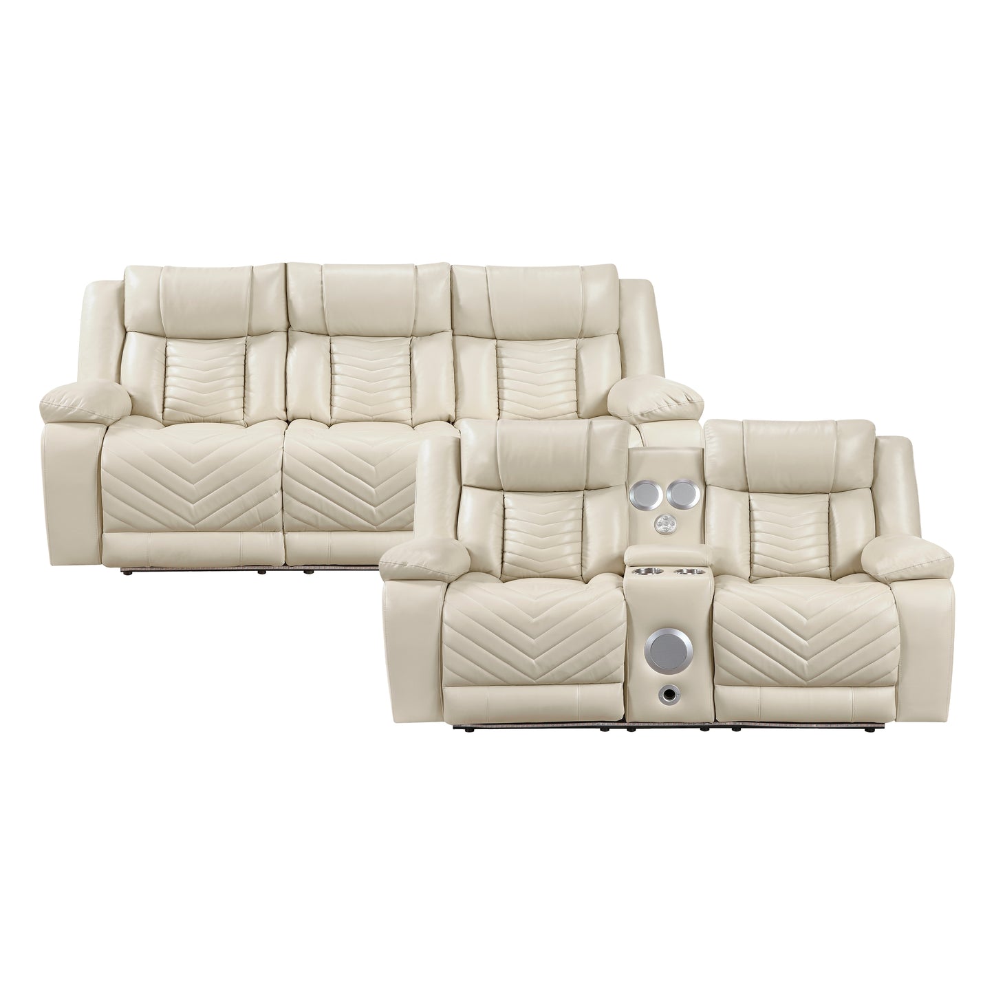 8457BEG*2PW - 2pc Set: Sofa, Love (Power)