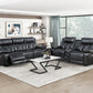 8457BLK-3PW - Power Double Reclining Sofa with Center Drop-Down Cup Holders, Wireless Charger, Magazine Bag, LED and Charging Ports