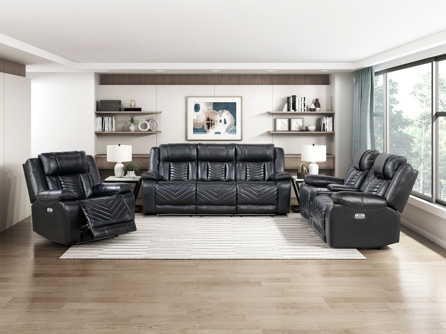 8457BLK-1PW - Power Reclining Chair with LED and Charging Ports