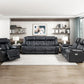8457BLK-3PW - Power Double Reclining Sofa with Center Drop-Down Cup Holders, Wireless Charger, Magazine Bag, LED and Charging Ports