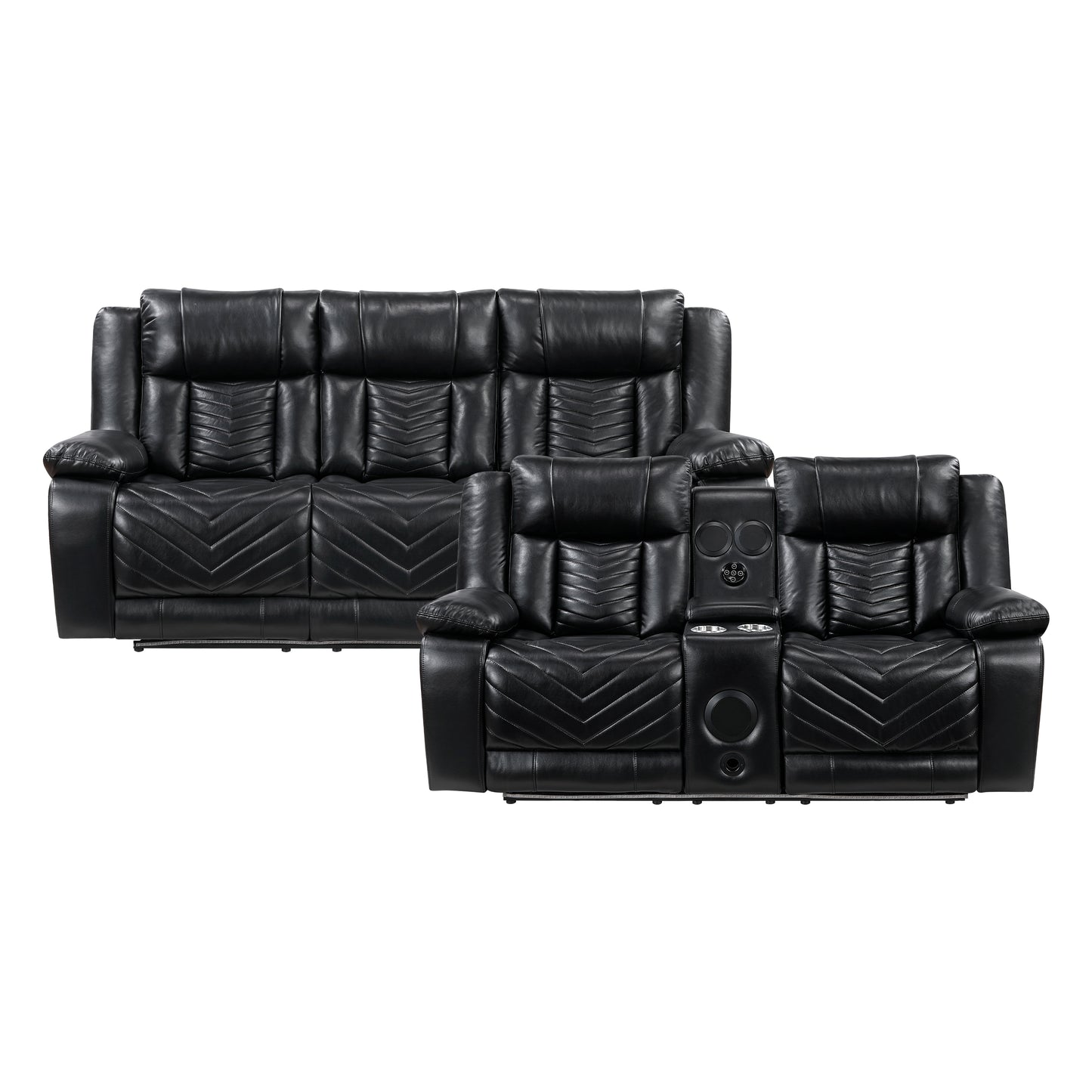 8457BLK*2PW - 2pc Set: Sofa, Love (Power)