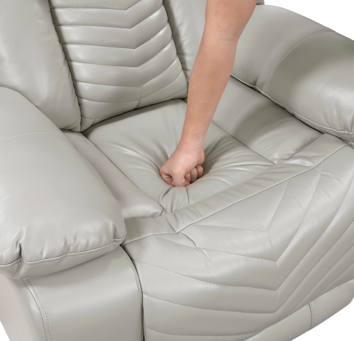 8457GRY-3PW - Power Double Reclining Sofa with Center Drop-Down Cup Holders, Wireless Charger, Magazine Bag, LED and Charging Ports