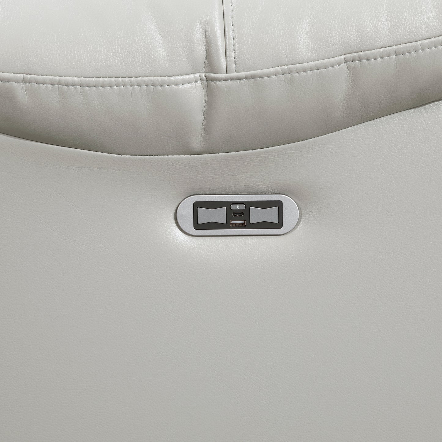 8457GRY-3PW - Power Double Reclining Sofa with Center Drop-Down Cup Holders, Wireless Charger, Magazine Bag, LED and Charging Ports