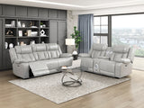 8457GRY-2PW - Power Double Reclining Love Seat with Center Console, Wireless Speakers, LED and Charging Ports