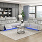 8457GRY-3PW - Power Double Reclining Sofa with Center Drop-Down Cup Holders, Wireless Charger, Magazine Bag, LED and Charging Ports