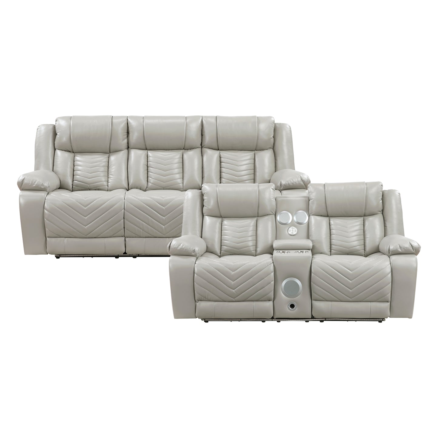 8457GRY*2PW - 2pc Set: Sofa, Love (Power)