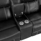 8516BK-2 - Double Reclining Love Seat with Center Console, Receptacles and USB Ports