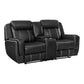 8516BK-2 - Double Reclining Love Seat with Center Console, Receptacles and USB Ports