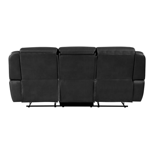 8516BK-3 - Double Reclining Sofa with Center Drop-Down Cup Holders,Storage Pouch, Receptacles and USB Ports