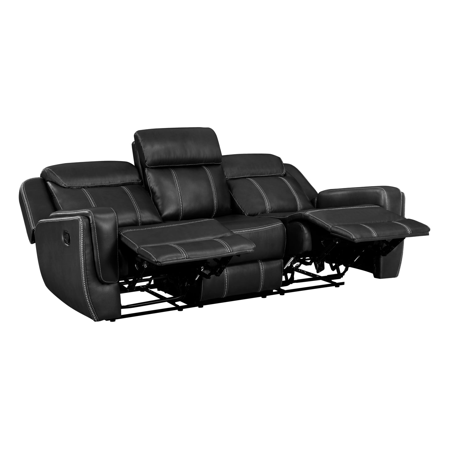 8516BK-3 - Double Reclining Sofa with Center Drop-Down Cup Holders,Storage Pouch, Receptacles and USB Ports