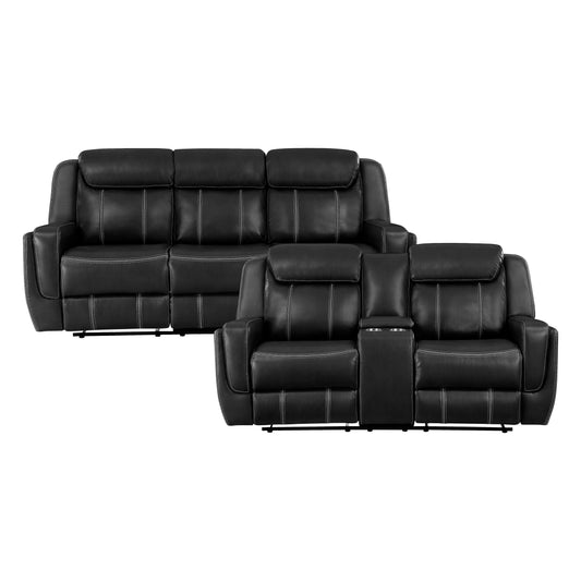 8516BK*2 - 2pc Set: Sofa, Love
