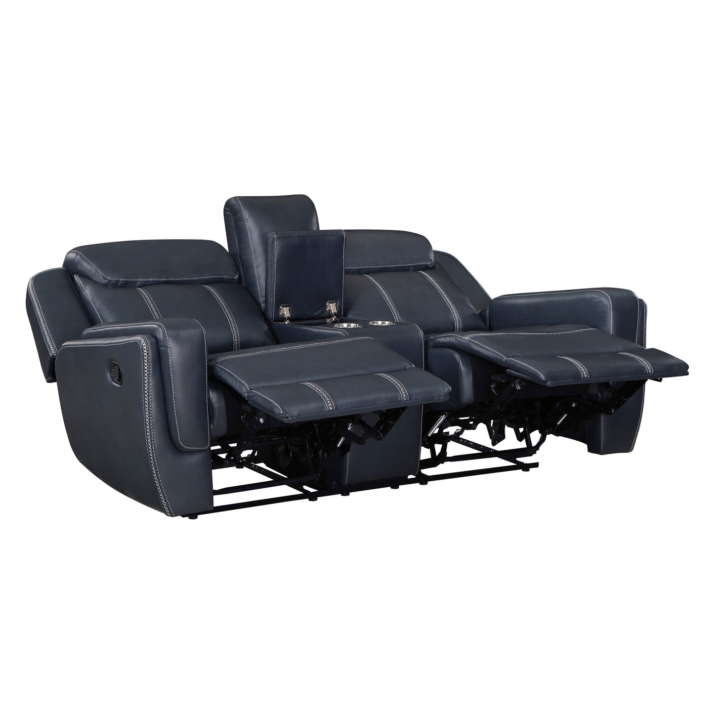 8516BU-2 - Double Reclining Love Seat with Center Console, Receptacles and USB Ports