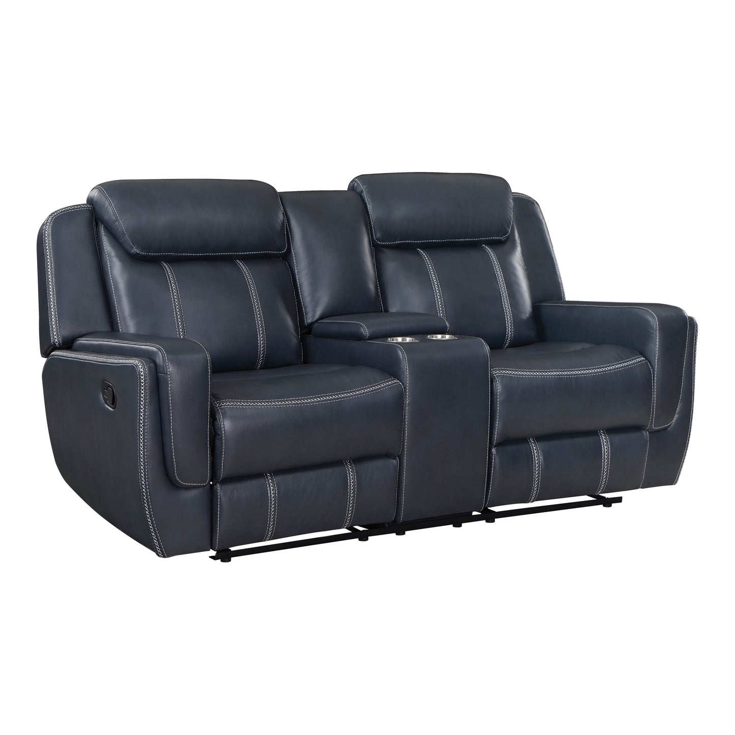 8516BU-2 - Double Reclining Love Seat with Center Console, Receptacles and USB Ports