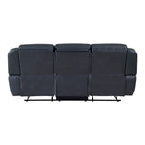 8516BU-3 - Double Reclining Sofa with Center Drop-Down Cup Holders,Storage Pouch, Receptacles and USB Ports