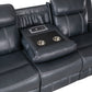 8516BU-3 - Double Reclining Sofa with Center Drop-Down Cup Holders,Storage Pouch, Receptacles and USB Ports