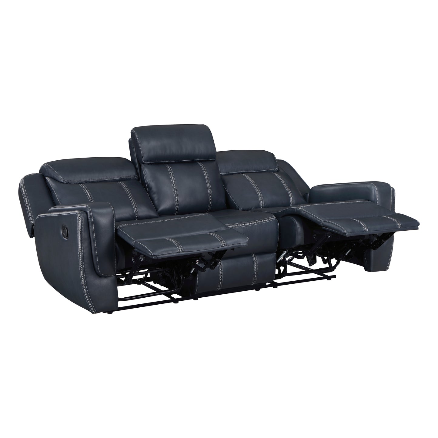 8516BU-3 - Double Reclining Sofa with Center Drop-Down Cup Holders,Storage Pouch, Receptacles and USB Ports