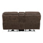 8517BRW-2PW - Power Double Reclining Love Seat with Center Console