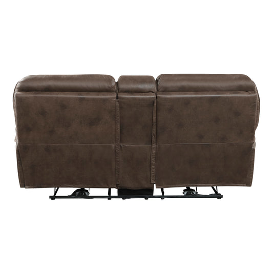 8517BRW-2PW - Power Double Reclining Love Seat with Center Console