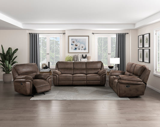 8517BRW-2 - Double Reclining Love Seat with Center Console