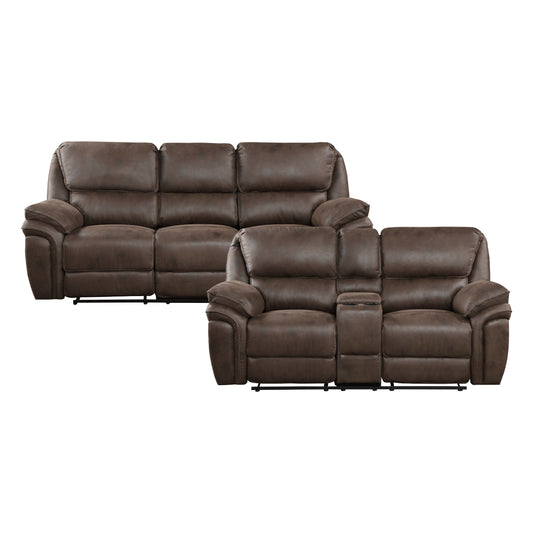 8517BRW*2 - 2pc Set: Sofa, Love