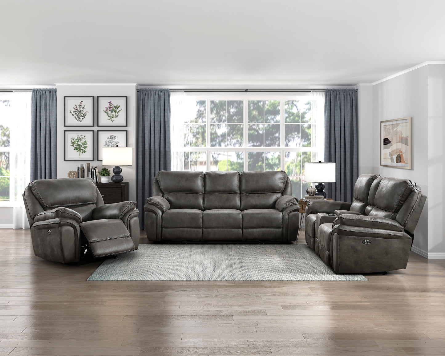 8517GRY-3PW - Power Double Reclining Sofa