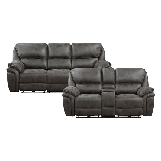 8517GRY*2PW - 2pc Set: Sofa, Love (Power)