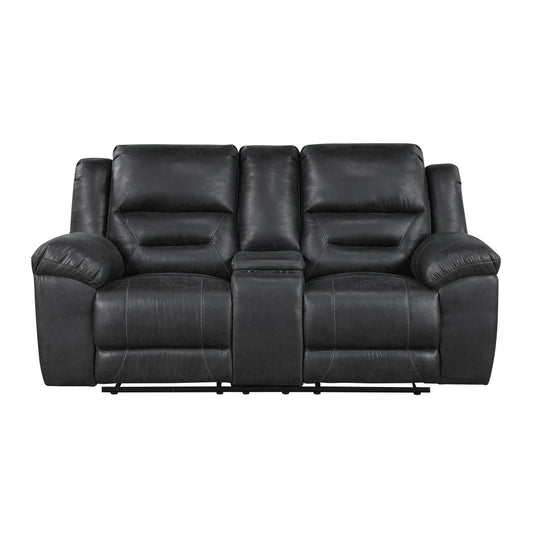 8538BK-2 - Double Reclining Love Seat with Center Console