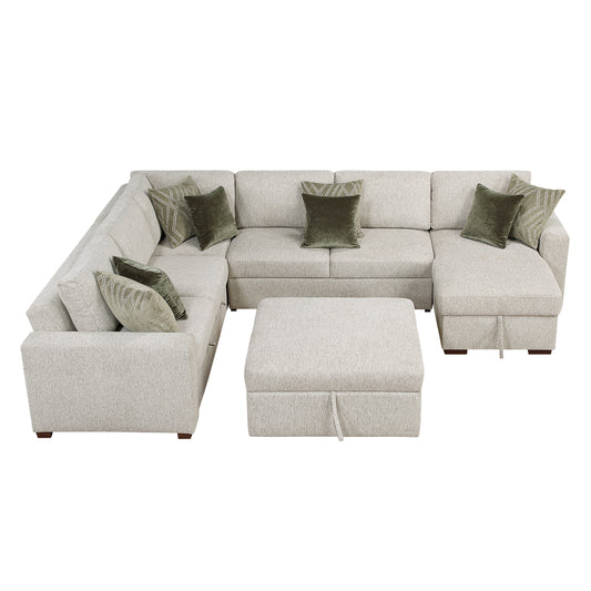 8548*6VC2ACR2ACLAOT - (6)5-Piece Sectional with Reversible Chaise, Pull-out Bed and Ottoman