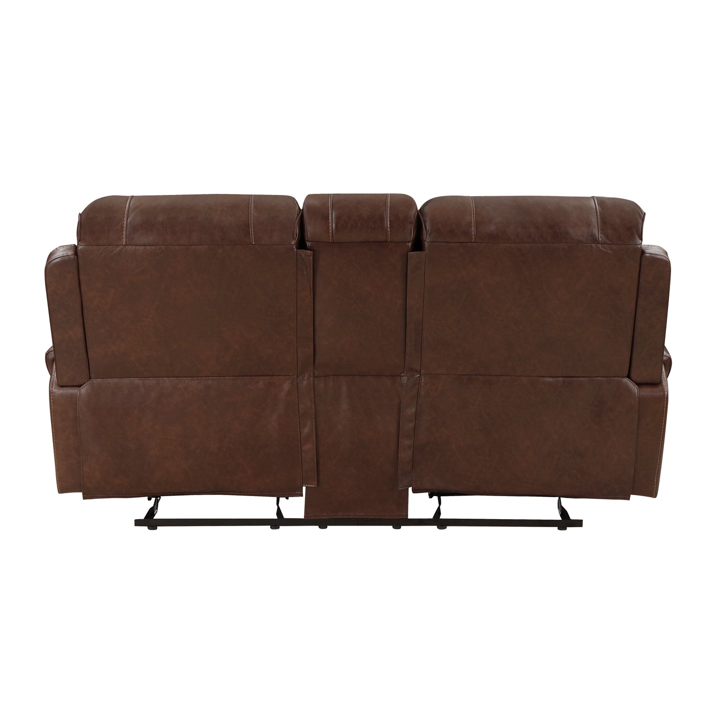 8549BRW-2 - Double Glider Reclining Love Seat with Center Console, Receptacles and USB Ports