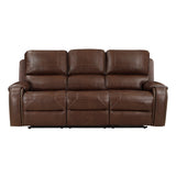 8549BRW-3 - Double Reclining Sofa with Center Drop-Down Cup Holders, Receptacles and USB Ports