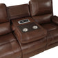 8549BRW-3 - Double Reclining Sofa with Center Drop-Down Cup Holders, Receptacles and USB Ports