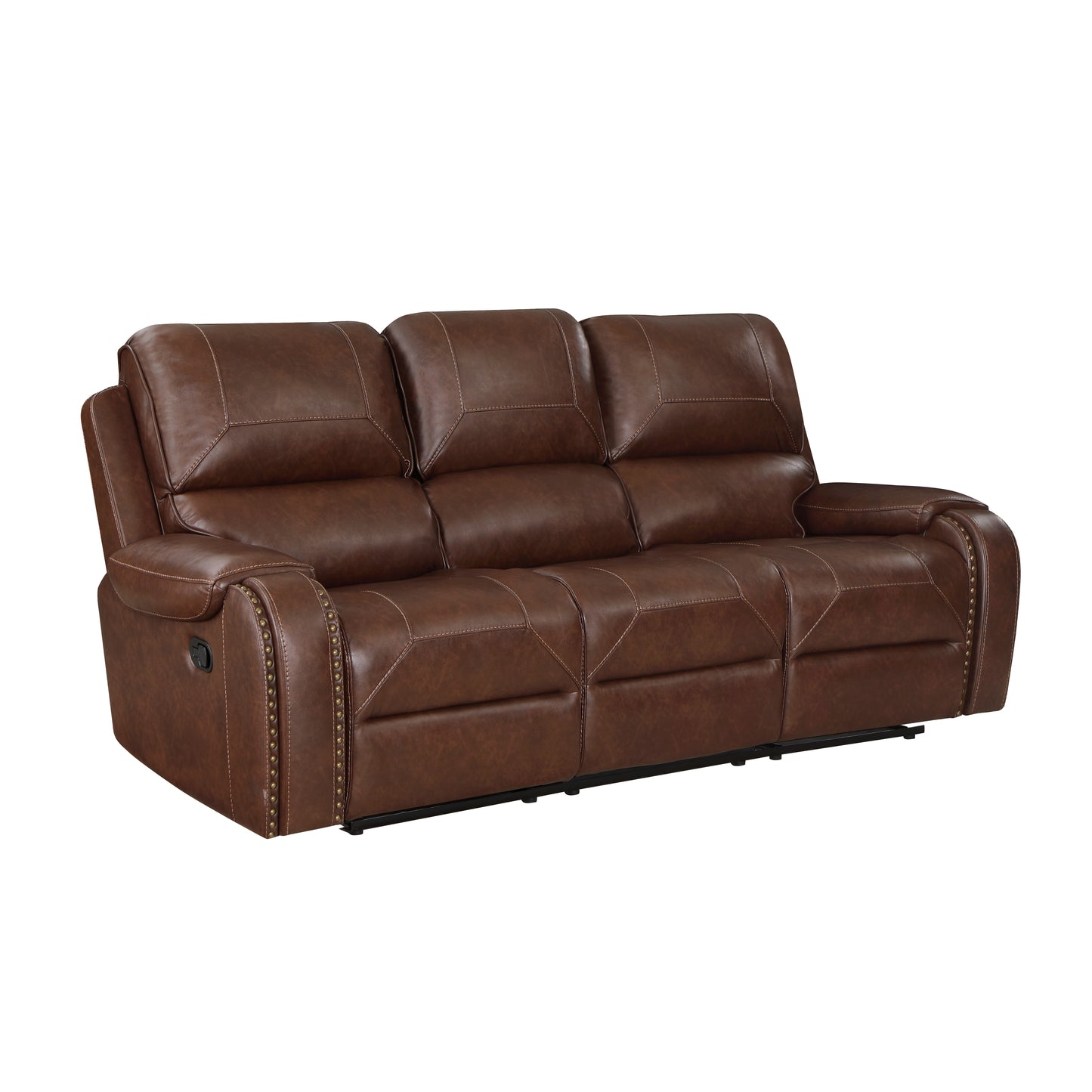 8549BRW-3 - Double Reclining Sofa with Center Drop-Down Cup Holders, Receptacles and USB Ports
