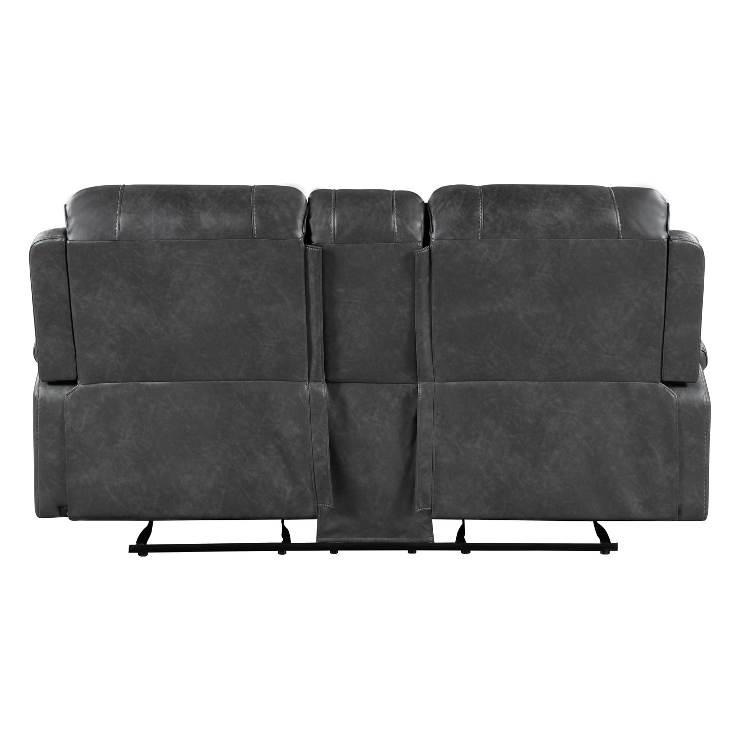 8549GRY-2 - Double Glider Reclining Love Seat with Center Console, Receptacles and USB Ports