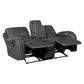 8549GRY-2 - Double Glider Reclining Love Seat with Center Console, Receptacles and USB Ports