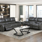 8549GRY-2 - Double Glider Reclining Love Seat with Center Console, Receptacles and USB Ports