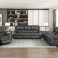 8549GRY-2 - Double Glider Reclining Love Seat with Center Console, Receptacles and USB Ports