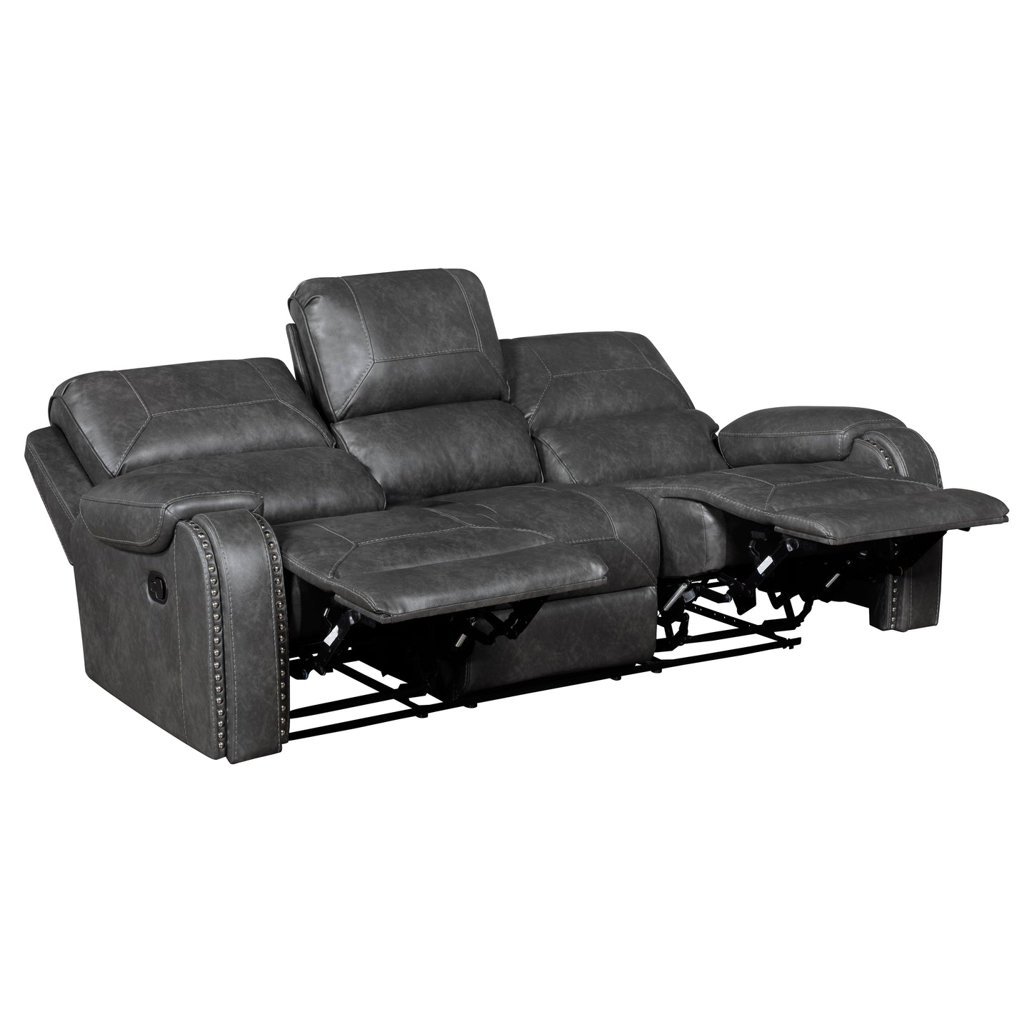 8549GRY-3 - Double Reclining Sofa with Center Drop-Down Cup Holders, Receptacles and USB Ports