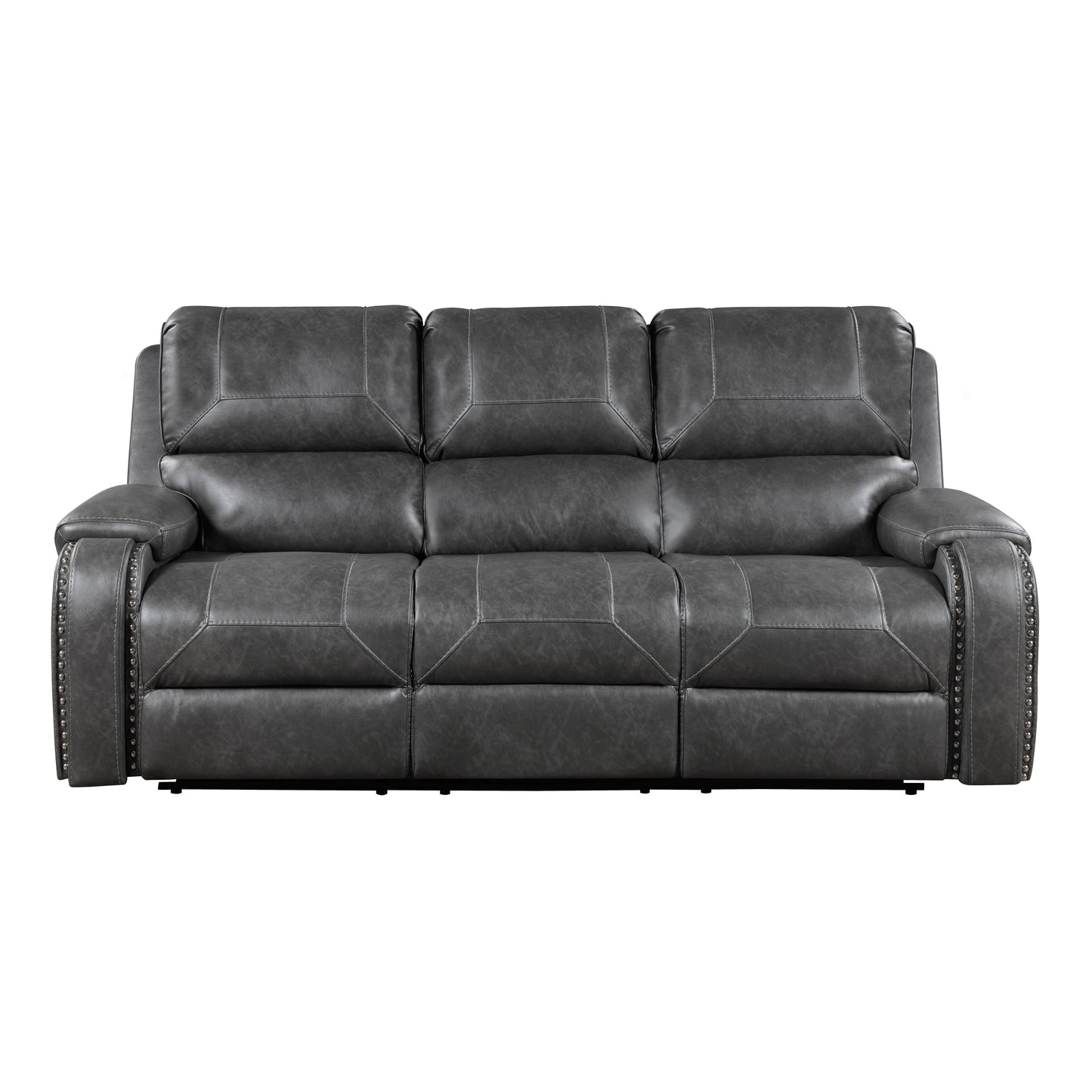 8549GRY-3 - Double Reclining Sofa with Center Drop-Down Cup Holders, Receptacles and USB Ports
