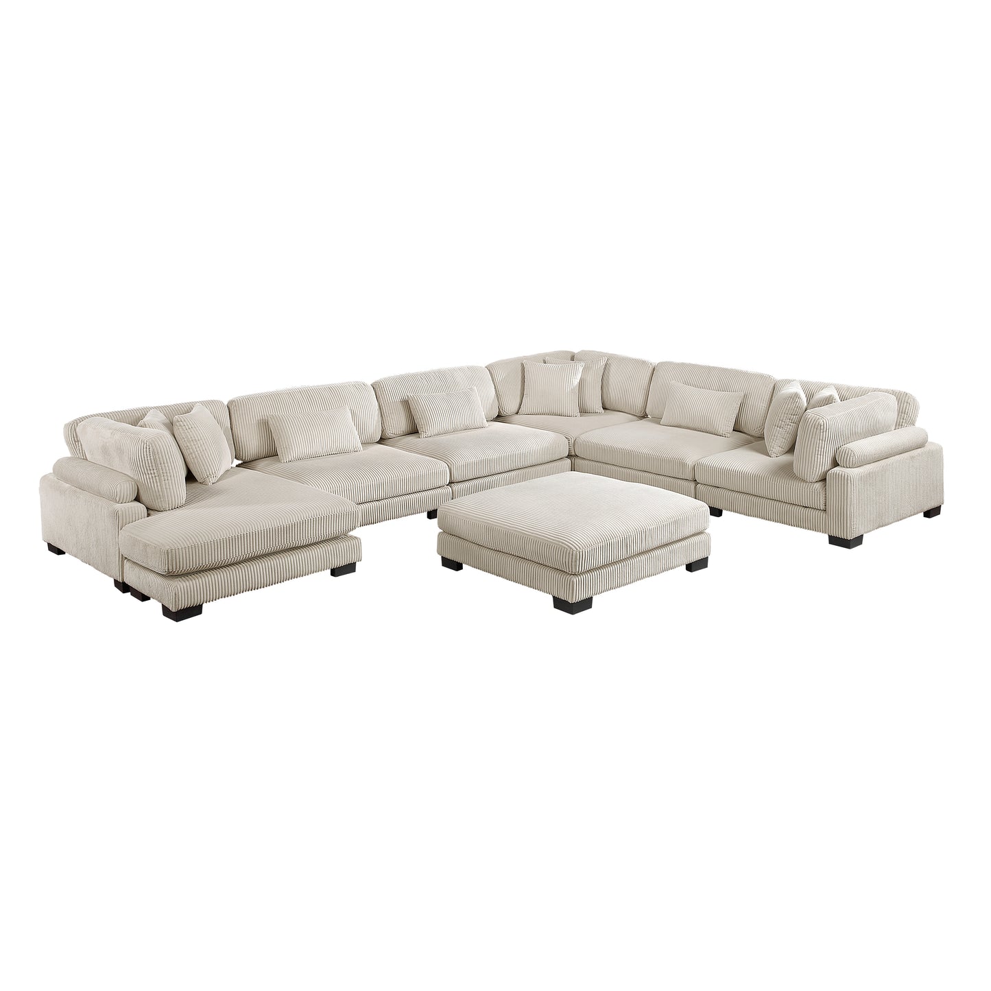 8555BE*2CR3ACVCOT - (7)7-Piece Modular Sectional with Reversible Chaise and Ottoman