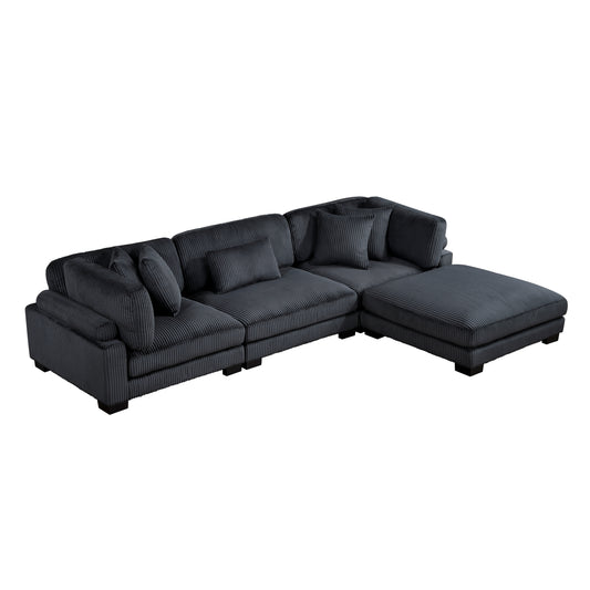 8555BK*4OT - (4)4-Piece Modular Sectional with Ottoman