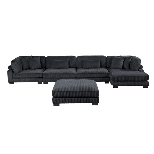 8555BK*CR2ACVCOT - (5)5-Piece Modular Sectional with Reversible Chaise and Ottoman
