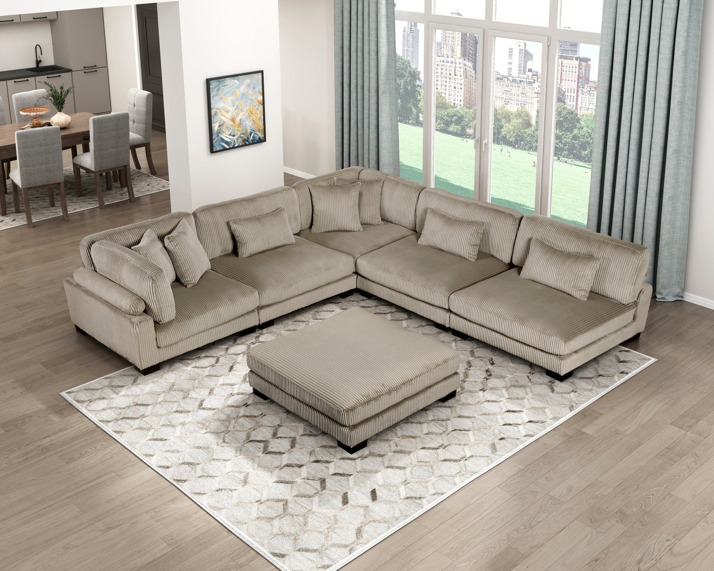 8555GB*6OT - (6)6-Piece Modular Sectional with Ottoman