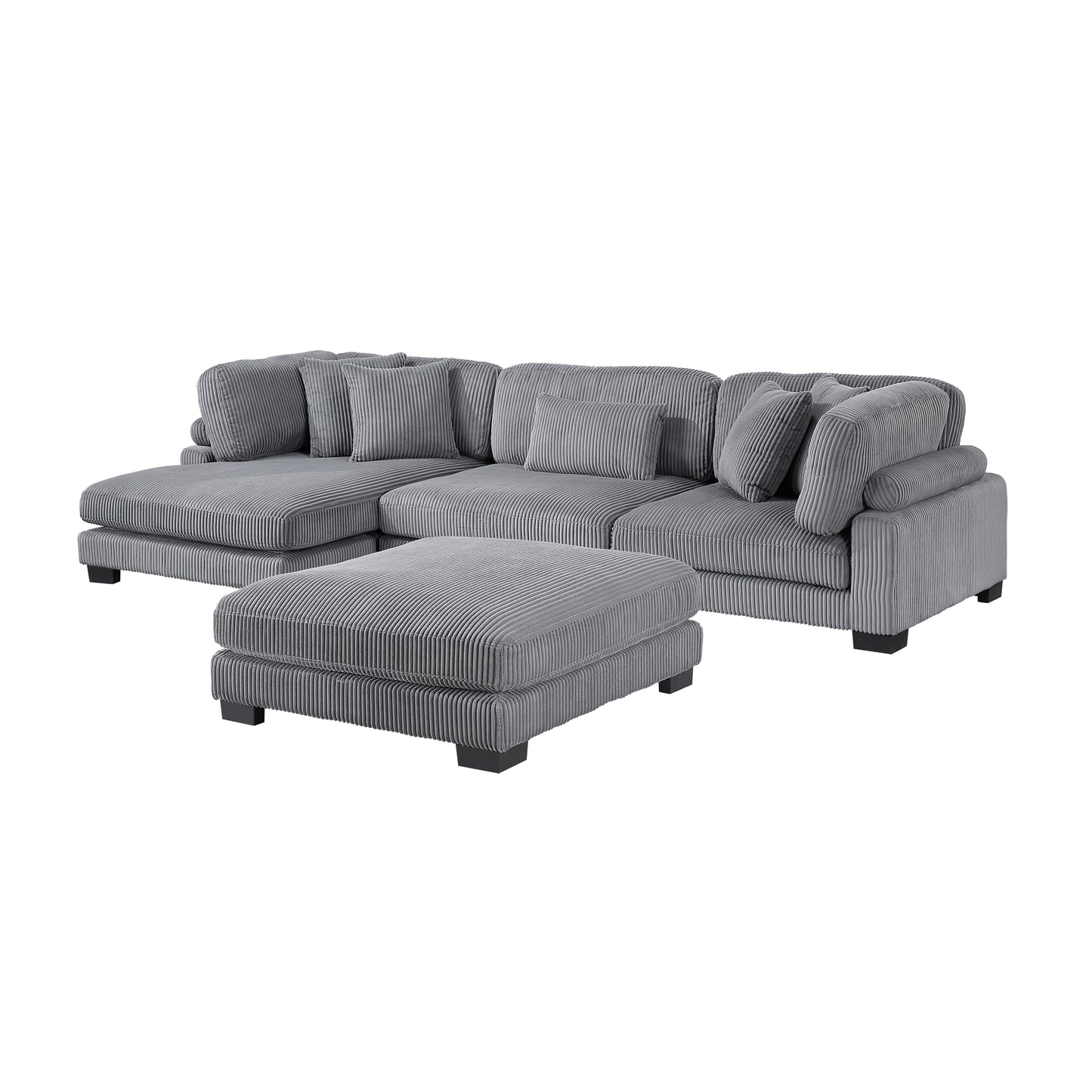 8555GY*CRACVCOT - (4)4-Piece Modular Sectional with Reversible Chaise and Ottoman