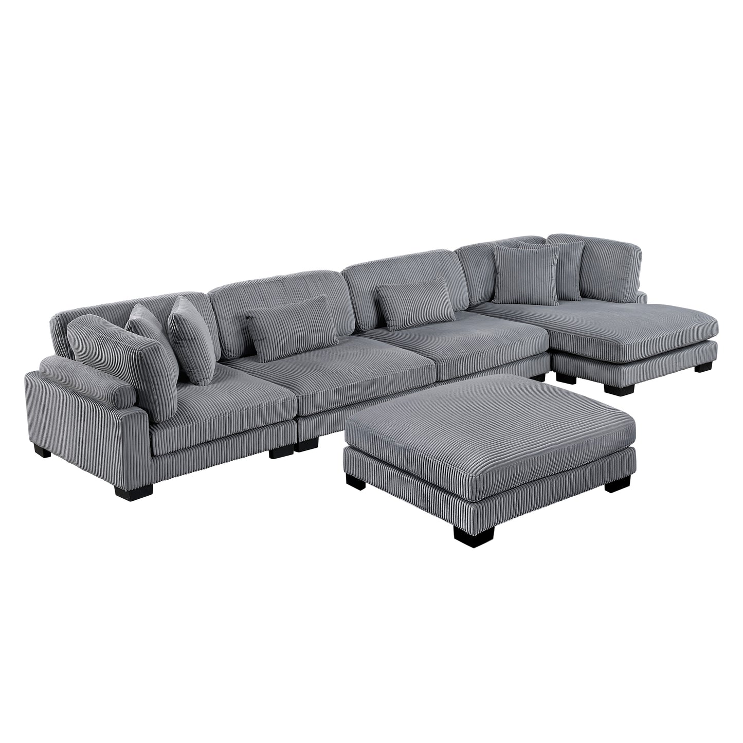 8555GY*CR2ACVCOT - (5)5-Piece Modular Sectional with Reversible Chaise and Ottoman