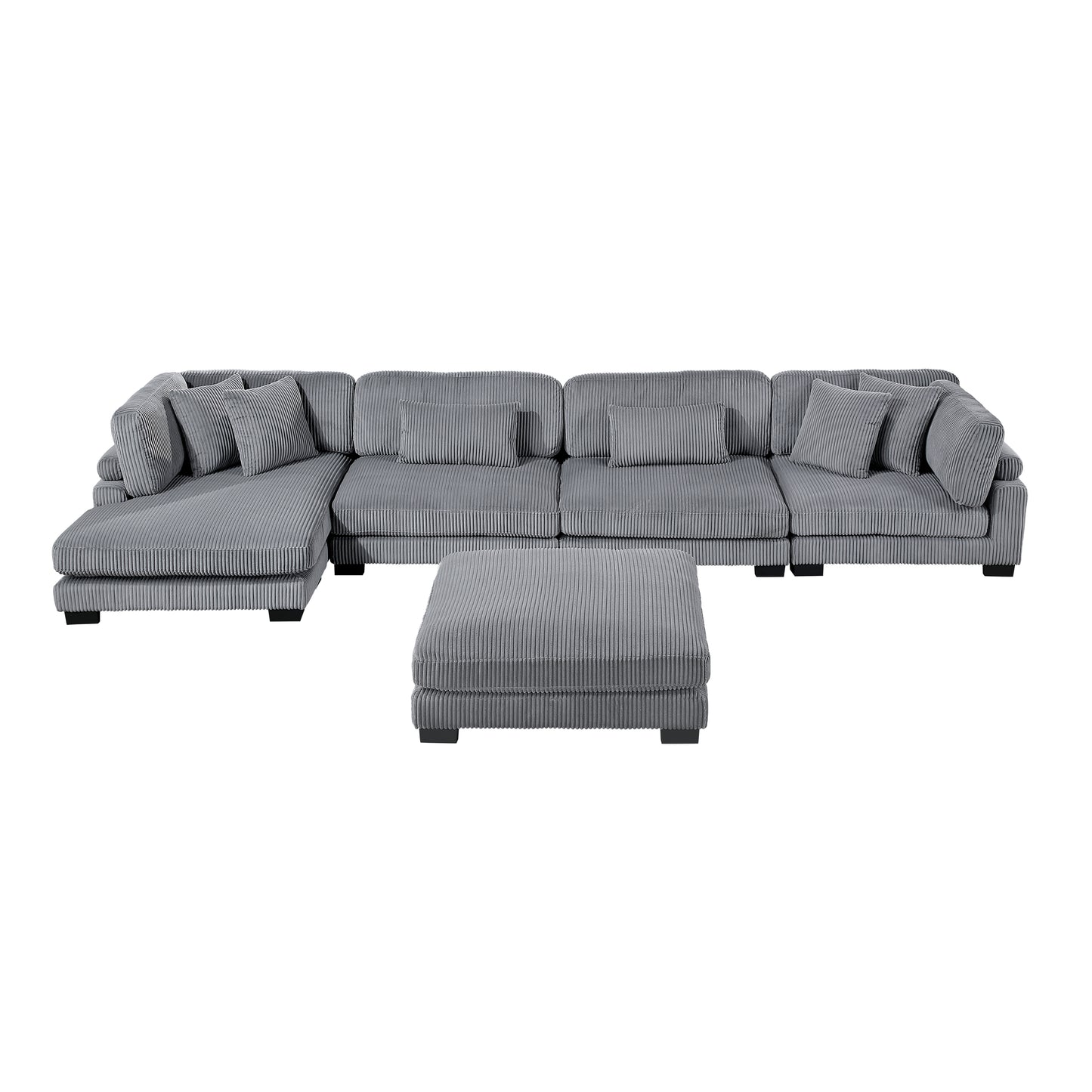 8555GY*CR2ACVCOT - (5)5-Piece Modular Sectional with Reversible Chaise and Ottoman