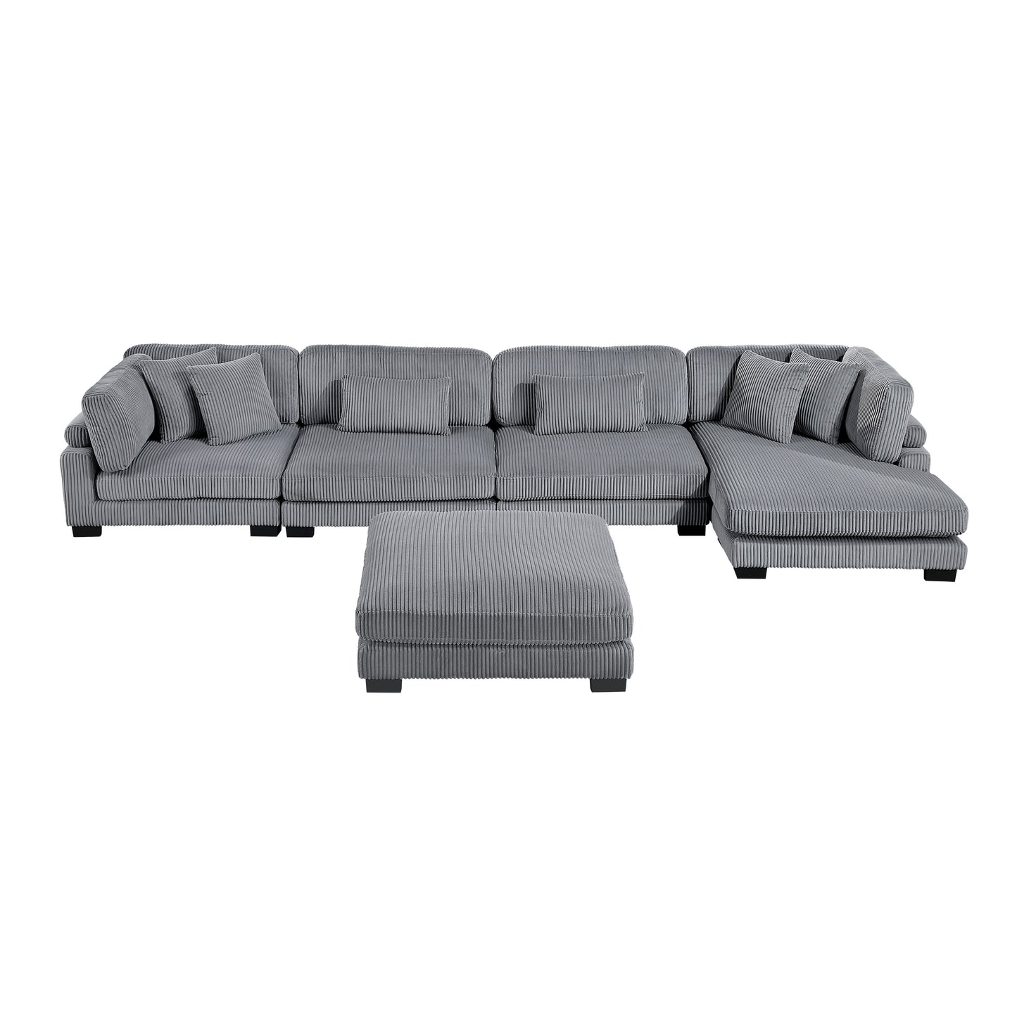 8555GY*CR2ACVCOT - (5)5-Piece Modular Sectional with Reversible Chaise and Ottoman