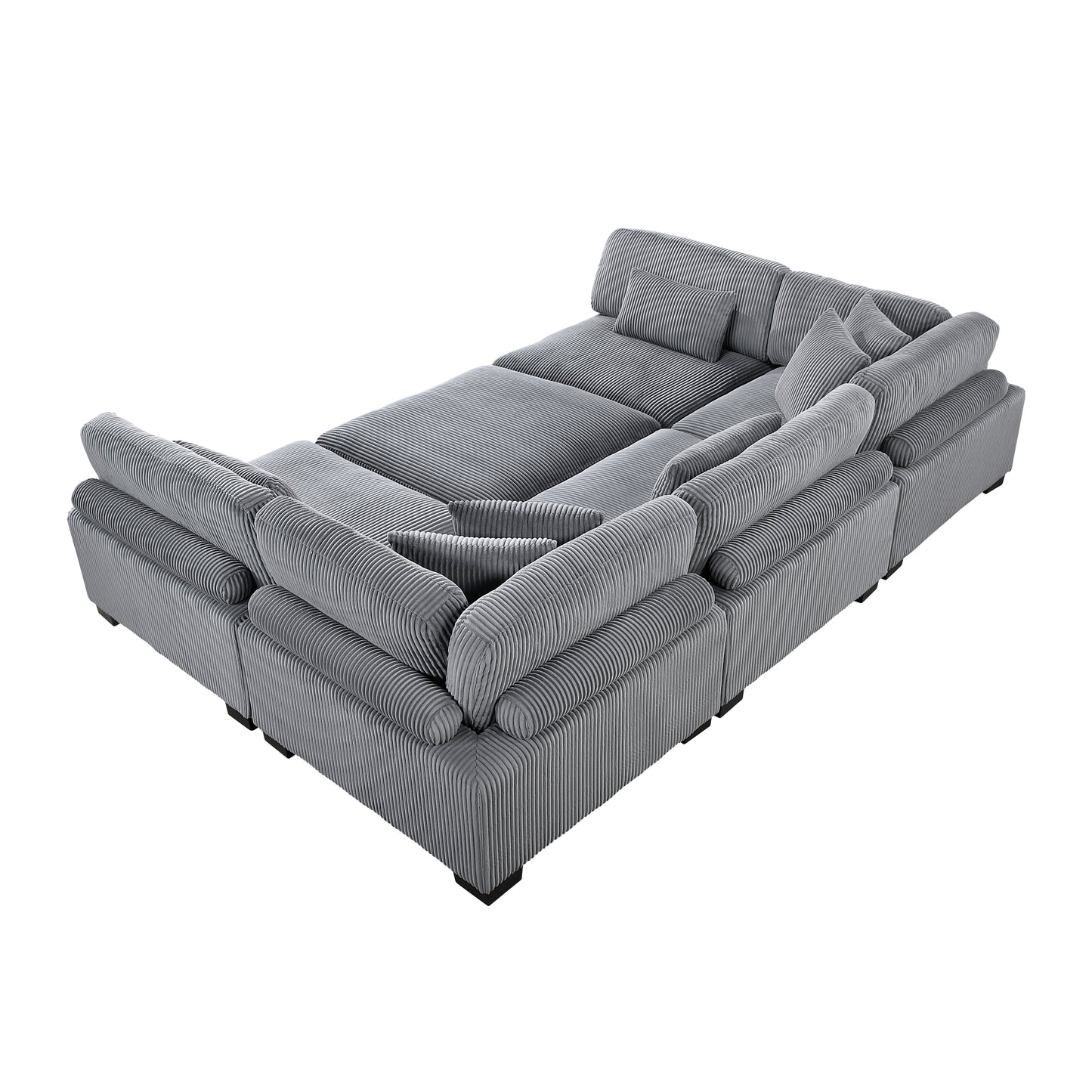 8555GY*6OT - (6)6-Piece Modular Sectional with Ottoman