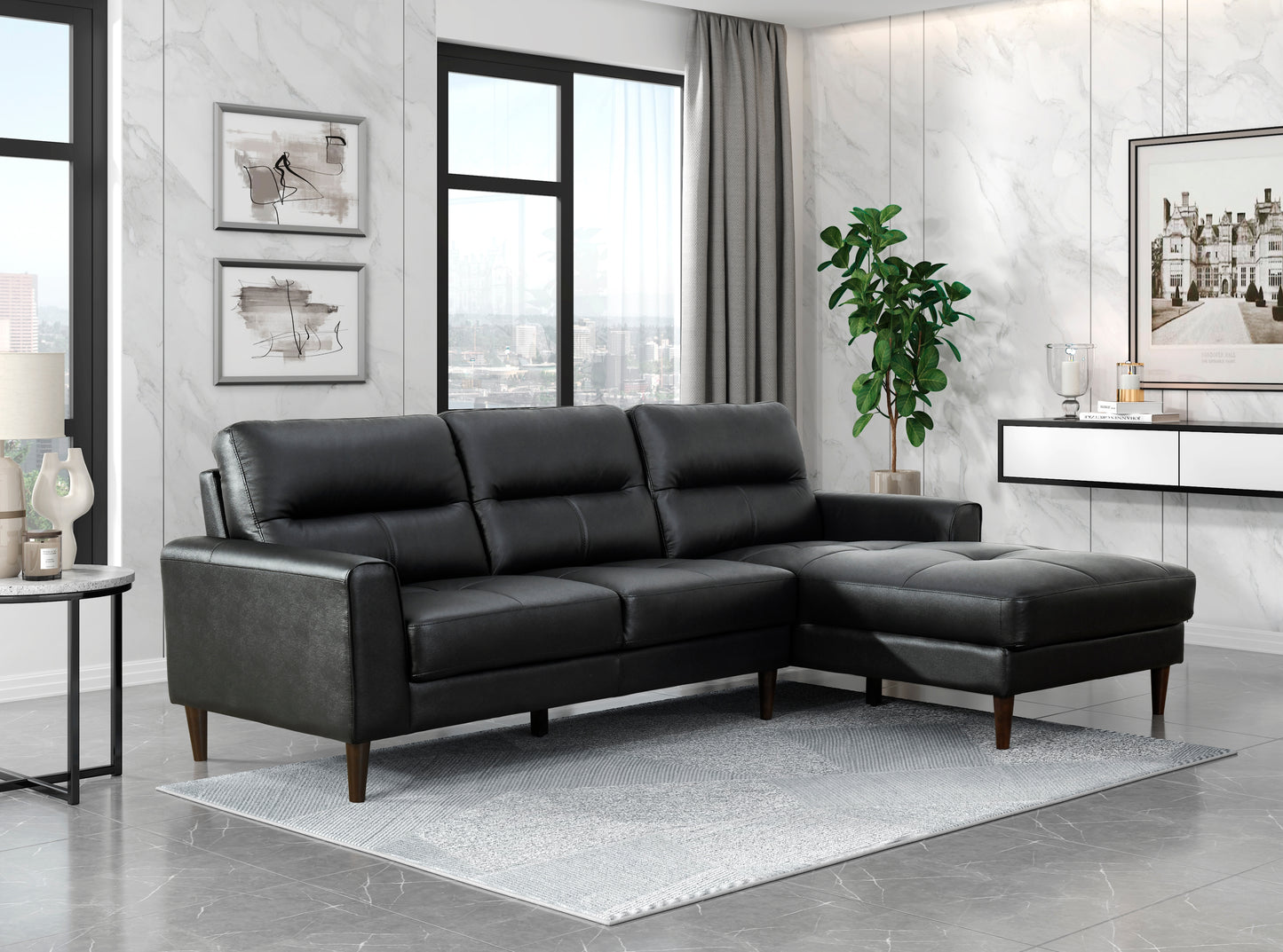 8566BLK*SC - 2-Piece Sectional with Right Chaise