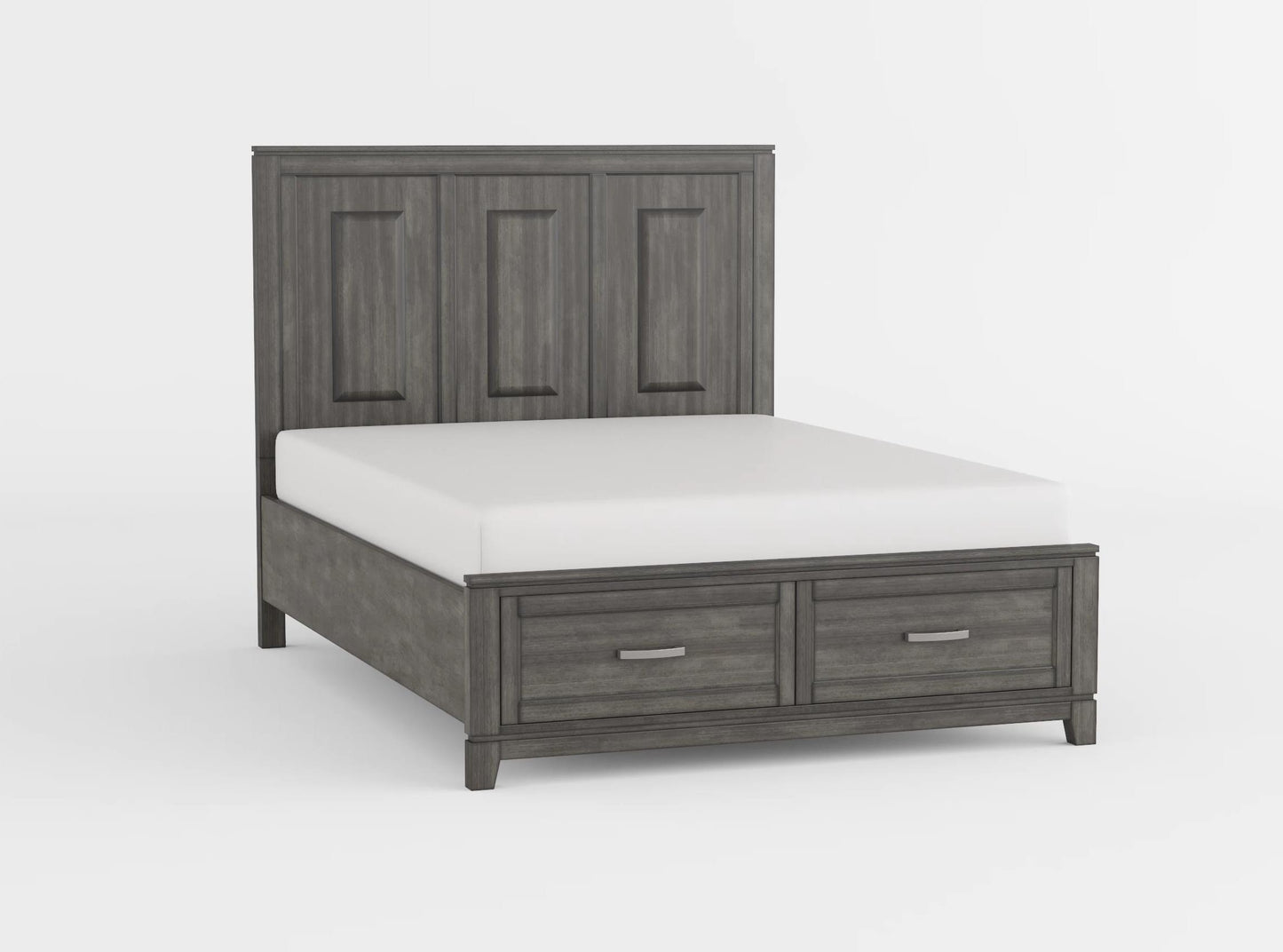 1450WHT-1* - (3) Twin Platform Bed with Footboard Storage