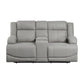9207GRY-2PW - Power Double Reclining Love Seat with Center Console